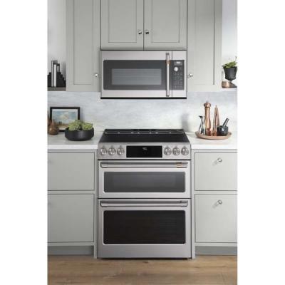 30" GE Café 7.0 Cu. Ft. Slide-In Front Control Induction and Convection Double Oven Range - CCHS950P2MS1