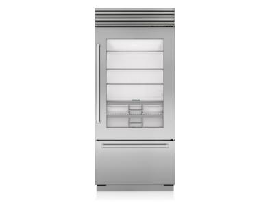 36" SubZero Tubular Handle Right Hinge Classic Over-and-under Refrigerator With Glass Door - CL3650UA/S/T/R