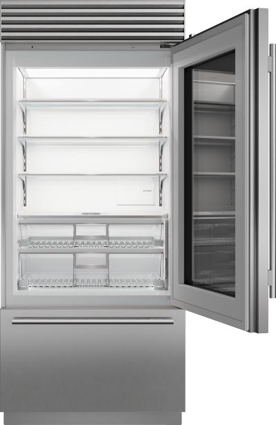 36" SubZero Left Hinge Classic Over-and-Under Refrigerator with Glass Door  - CL3650UG/S/T/L