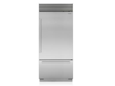 36" SubZero Tubular Handle Left Hinge Classic Over-and-Under Refrigerator With Internal Dispenser -CL3650UID/S/T/R