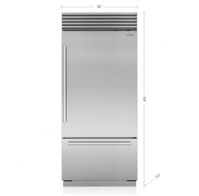 36" SubZero Right Hinge Classic Over-And-Under Refrigerator With Tubular Handle - CL3650U/S/T/R