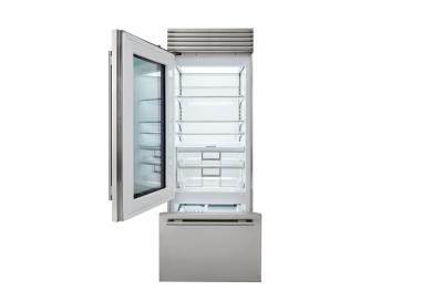 30" SubZero Pro Handle Right Hinge Classic Over-and-Under Refrigerator With Glass Door - CL3050UG/S/P/R