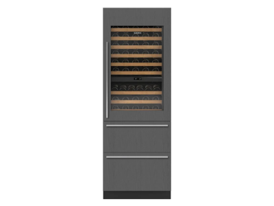 30" SubZero Right-Hinge Designer Wine Storage with Refrigerator Drawers in Panel Ready - DET3050WR/R