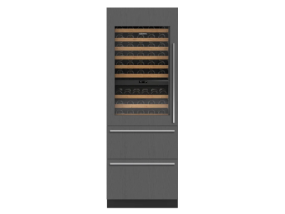 30" SubZero Right-Hinge High Altitude Designer Wine Storage with Refrigerator Drawers in Panel Ready - DET3050WRA/R