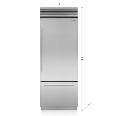 30" SubZero Pro Handle Left Hinge Classic Over-and-Under Refrigerator - CL3050U/S/P/L