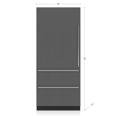 36" SubZero Designer Right Hinge Over-and-Under Refrigerator with Ice Maker - DET3650CI/R