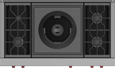 48" Wolf Natural Gas Sealed Rangetop With 4 Burners and Wok Burner - SRT484W