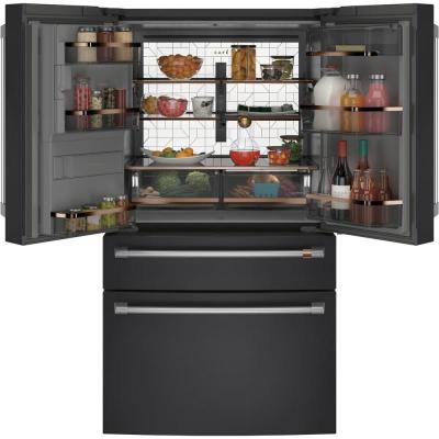 36" Café 22.3 Cu. Ft. Counter-Depth 4-Door French Door Refrigerator in Matte Black - CXE22DP3PD1