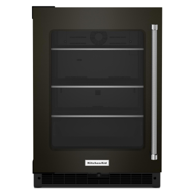 24" KitchenAid Undercounter Refrigerator with Glass Door and Shelves with Metallic Accents - KURL314KBS