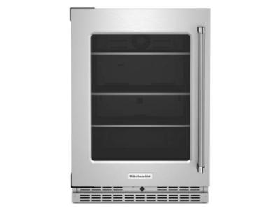 24" KitchenAid Undercounter Refrigerator with Glass Door and Shelves with Metallic Accents - KURL314KSS