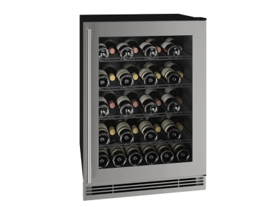 24" U-Line Wine Refrigerator with 5.7 Cu. Ft. Capacity and Stainless Frame Finish - UHWC024-SG02A