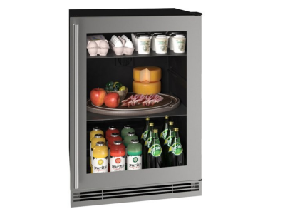 24" U-Line Compact Refrigerator with 5.7 Cu. Ft. Capacity and Stainless Frame - UHRE124-SG01A