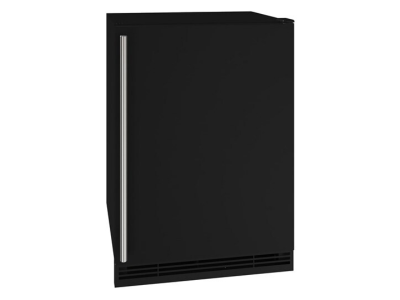 24" U-Line Compact Refrigerator with 5.7 Cu. Ft. Capacity and Black Solid Finish - UHRE124-BS01A