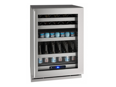 24" U-Line HBD524 Dual-Zone Beverage Center with 5.1 Cu. Ft. Capacity - UHBD524-SG01A