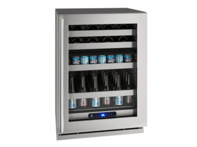 24" U-Line HBD524 Dual-Zone Beverage Center with 5.1 Cu. Ft. Capacity - UHBD524-SG41A