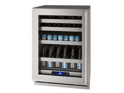 24" U-Line HBD524 Dual-Zone Beverage Center with 5.1 Cu. Ft. Capacity - UHBD524-SG51A