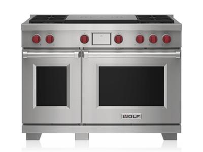 48" Wolf Dual Fuel Range with 4 Burners and French Top - DF48450F/S/P/LP