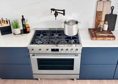 36" Bosch 800 Series Dual Fuel Freestanding Range With 6 Burners In Stainless Steel - HDS8655C
