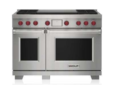 48" Wolf Dual Fuel Range with 4 Burners and Infrared Dual Griddle - DF48450DG/S/P/LP