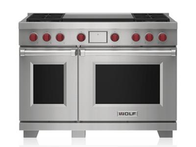 48" Wolf Dual Fuel Range with 4 Burners and Infrared Dual Griddle - DF48450DG/S/P