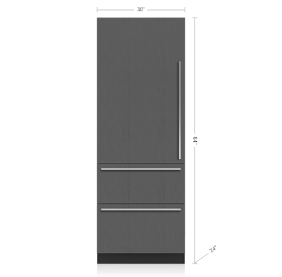 30" SubZero Designer Right Hinge Over-and-Under Refrigerator With Internal Dispenser - DET3050RID/R