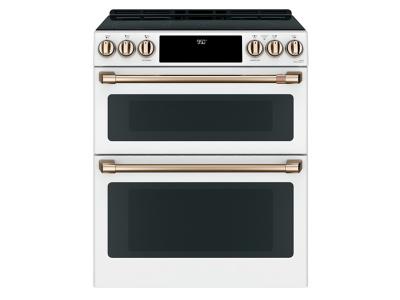 30" Café Slide-In Front Control Induction and Convection Double Oven Range - CCHS950P4MW2