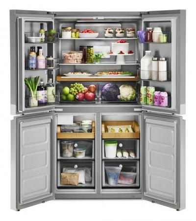 36" KitchenAid 19.4 Cu. Ft. Wide Counter-Depth 4-Door Refrigerator with PrintShield Finish - KRQC506MPS