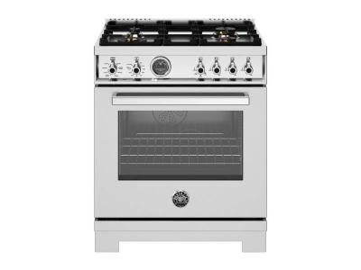 30" BERTAZZONI 4.6 Cu. Ft. Professional Series Freestanding Dual Fuel Range with 4 Brass Burners - PRO304BFEPXT