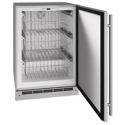 24" U-Line OFZ124 4.9 Cu. Ft. Outdoor Convertible Freezer in Stainless Solid - UOFZ124-SS01B