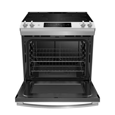 30" GE Electric Slide-In Front Control Range with Storage Drawer in Stainless Steel - JCSS630SMSS