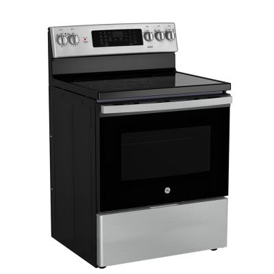 30" GE 5.0 Cu. Ft. Freestanding Electric Convection Range with No-Preheat Air Fry in Stainless Steel- JCB840STSS