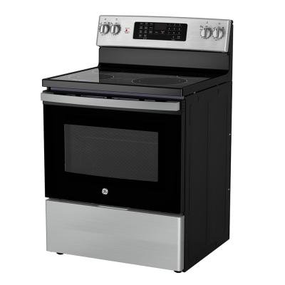 30" GE 5.0 Cu. Ft. Freestanding Electric Convection Range with No-Preheat Air Fry in Stainless Steel - JCB830STSS