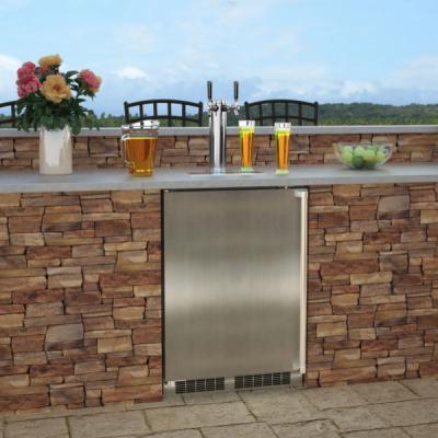 24" Marvel Outdoor Built-in Dispenser with Twin Beer and Beverage Tap - MOKR124-SSB1A