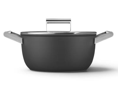 SMEG 50's Style Cookware Casserole With 24 Inch Diameter In Black - CKFC2411BLM