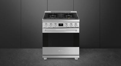 30" SMEG Freestanding Professional Dual Fuel Range in Stainless Steel - SPR30UGMX