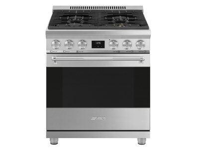 30" SMEG Freestanding Professional Dual Fuel Range in Stainless Steel - SPR30UGMX