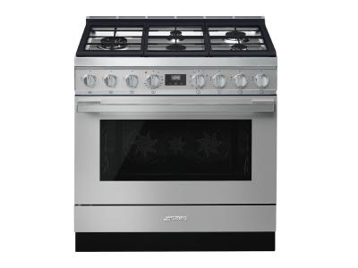 36" SMEG Freestanding Professional Dual Fuel Range in Stainless Steel - CPF36UGMX