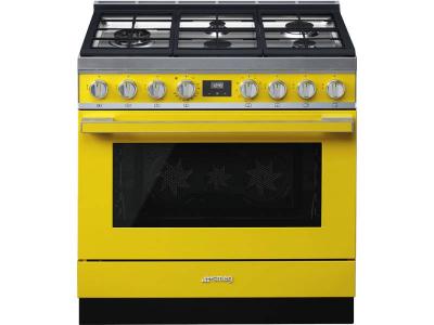 36" SMEG Portofino Freestanding Professional Dual Fuel Range with 5 Sealed Burners - CPF36UGMYW