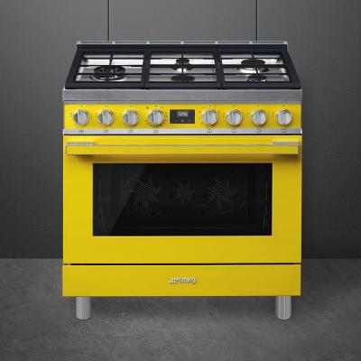 36" SMEG Portofino Freestanding Professional Dual Fuel Range with 5 Sealed Burners - CPF36UGMYW