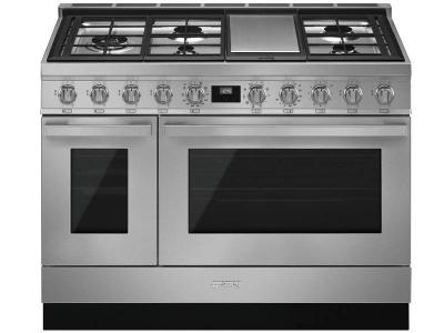 48" SMEG Portofino Freestanding Professional Dual Fuel Range with 5 Sealed Burners - CPF48UGMX