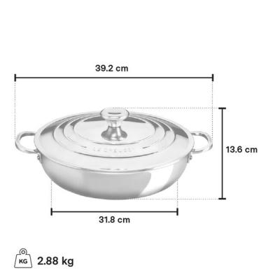 Le Creuset Stainless Steel  4.8L Capacity Braiser - CA-54121030001191