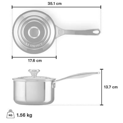 Le Creuset Stainless Steel 1.9 L Capacity Saucepan - CA-54115016001191