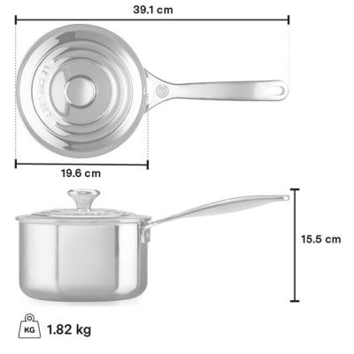 Le Creuset Stainless Steel 2.8 L Capacity Saucepan - CA-54115018001191