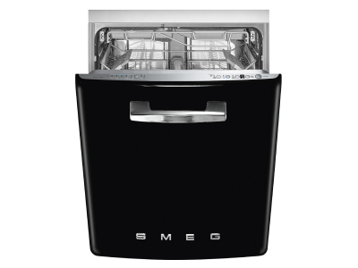 24" SMEG 50's Style Under Counter Built-in Dishwasher in Black - STU2FABBL2