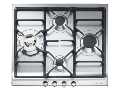 24" SMEG Hob Classica Gas Cooktop with 4 Sealed Burners in Stainless Steel - SR60GHU3