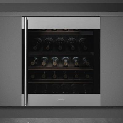 24" SMEG Classic Right Hinge Built-in Undercounter Wine Cooler in Stainless Steel - CVIU338RX1