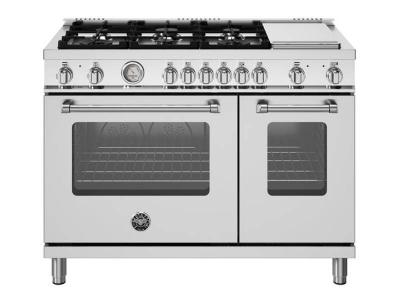 48" Bertazzoni Master Series 6 Burners Griddle Dual Fuel Range - MAS486GDFMXV