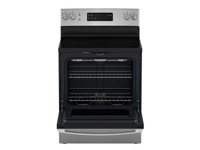 30"  GE 5.0 Cu. Ft. Freestanding Electric Self Cleaning Range with Hi - Lo Broil Dual Bake Element and Storage Drawer - JCB630SVSS