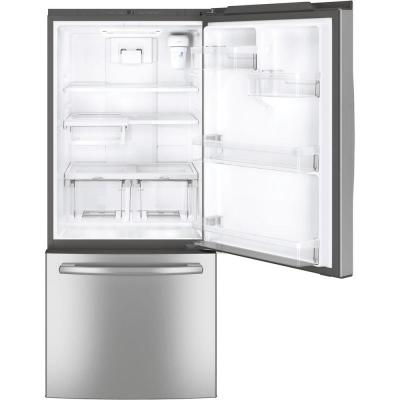 30" GE 20.9 Cu. Ft. Bottom Mount Refrigerator in Fingerprint Resistant Stainless Steel - GDE21EYKFS