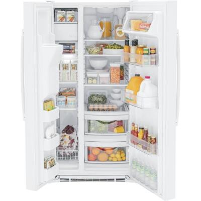 36" GE 23.2 Cu. Ft. Side-By-Side Refrigerator in White - GSS23GGPWW